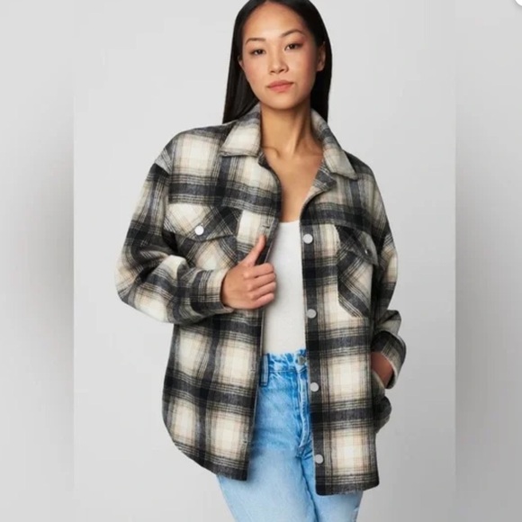 NWT Blank NYC Plaid Shacket in Checked Out XS New Flannel Jacket Shirt Oversized - Picture 5 of 11